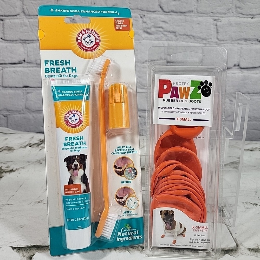 Protex PAWZ Rubber Dog Boots Size XS Arm Hammer Fresh Breath Dental Kit‎ Pet Lot